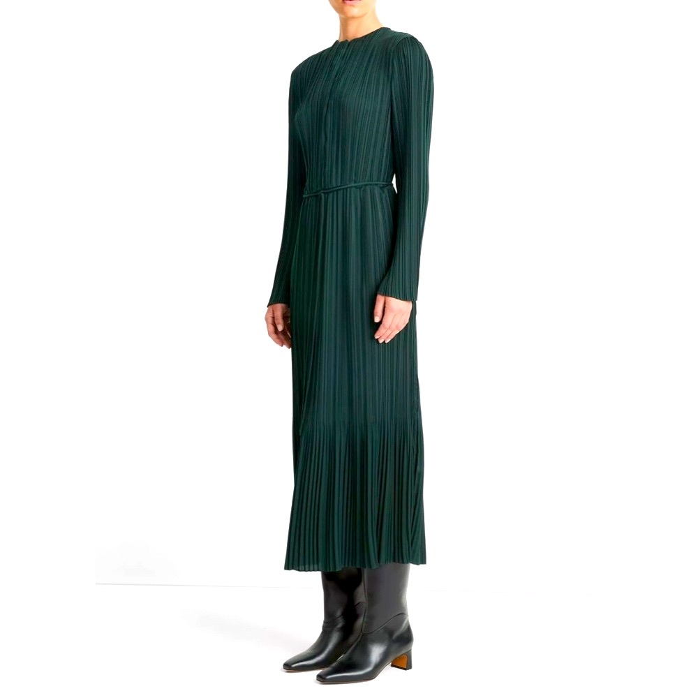 Vince Pleated Satin Long-Sleeve Dress NWT Holiday Ready size:S - Picture 4 of 9